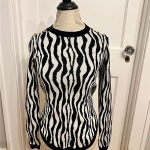 Belldini Black and White zebra Knit Sweater